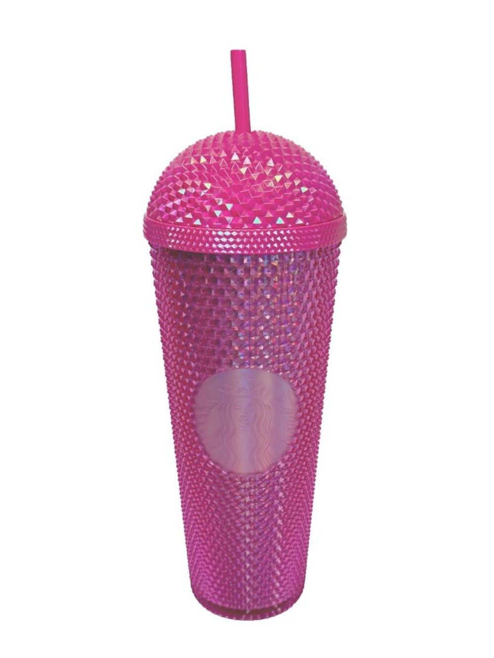 Starbucks 2025 Pink Studded Cold Cup Tumbler 24oz With Straw Iridescent Domed